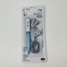 Stylus Radio Pen Fm Am Radio Stereo Earbuds Black Ink Model Blue White
