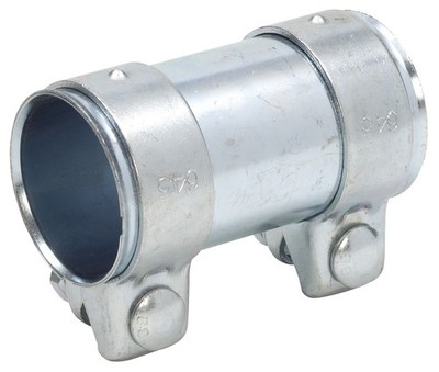 Exhaust pipe connector Ø 49,50,51 mm, 125 mm long galvanized double clamp New