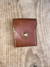 Brown Leather Ammo Pouch, 10-Round Rifle Cartridge Wallet - Holder Snap Closer