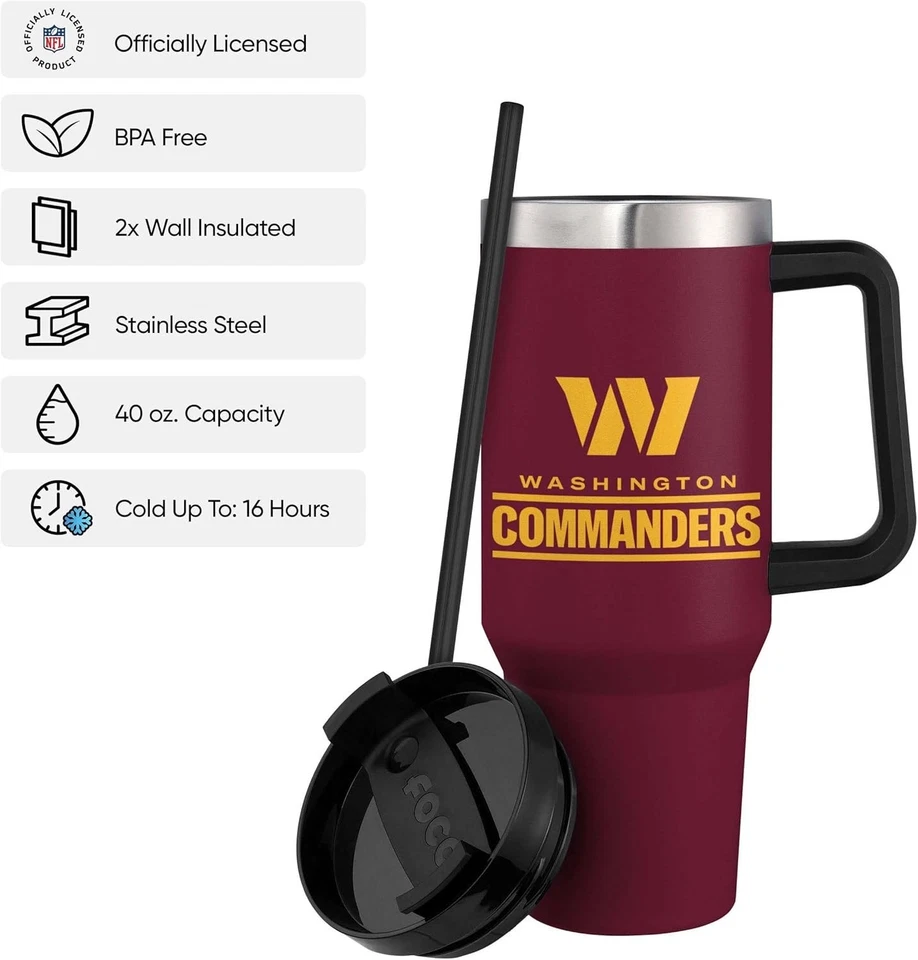Taza de viaje Washington Commanders 40 oz con pajita Foto 4 de 4