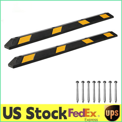 2PCS 72'' Rubber Parking Curb,Heavy Duty Garage Wheel Stopper for Vehicles Truck