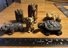 Assorted Carved Stone Figures Lot of 6
