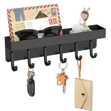 Magnetic Key Holder 9.65 Inch Wall Mount Rack with Shelf for Fridge 6 Metal
