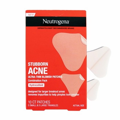 Neutrogena Stubborn Acne Ultra-Thin Blemish Patches, 10 Count, Clear 