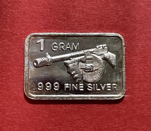 Solid Silver “Tommy Gun” Bar! 1 Gram Fine .999 Pure Silver!