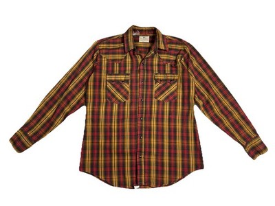Vtg. Dee Cee Brand Red, Black & Yellow Pearl Snap Western Shirt Large USA Made