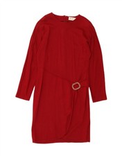 VINTAGE Womens Long Sleeve Sheath Dress IT 46 Large Red CW04
