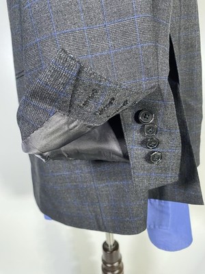 Bespoke Umberto Pitagora 48S Blue Gray Glen Check Jacket Sport Coat Blazer
