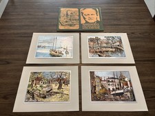 4 Vintage LIONEL BARRYMORE COLOR FOIL Etched Art Print SET OF 4 +SUPER NICE+