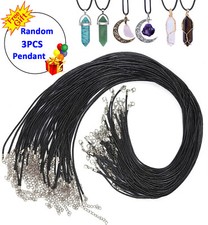 50Pcs Necklace Waxed Rope Necklaces String Braided Leather Cord 20" for-Pendant