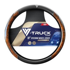 18 Semi Truck Steering Wheel Cover Blackbrown Wood Imitation Genuine Leather