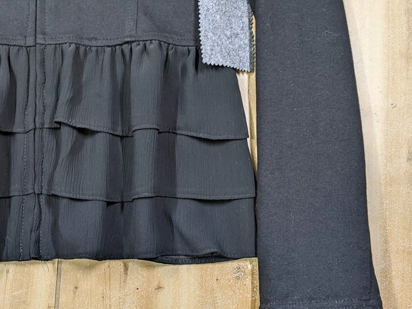 KUT from the Kloth Zip Up Jacket Military Cardigan Sheer Ruffles Small Black NWT - Image 3 of 4