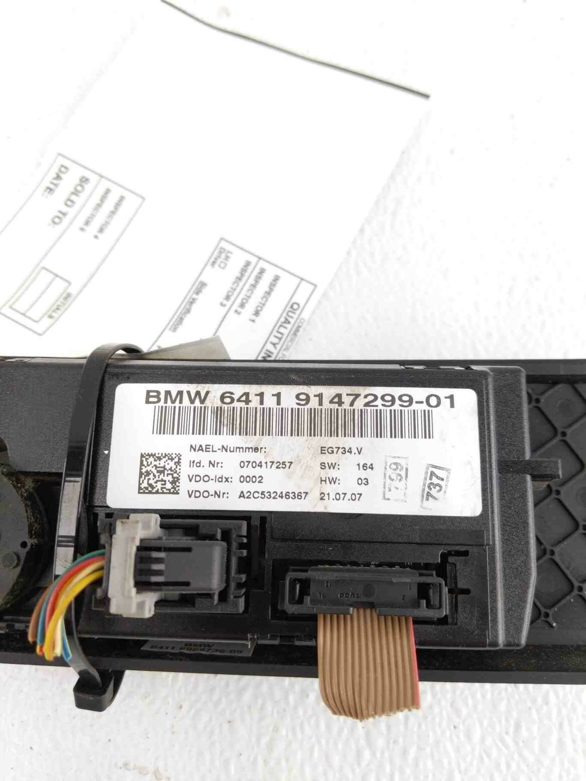 07 08 09 2007 BMW 335i E90 Temperature Climate Control Switch Panel