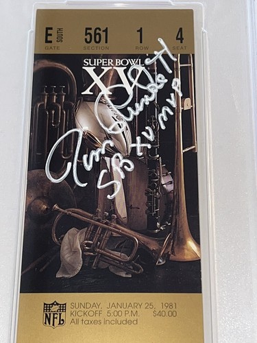 Jim Plunkett Signed REPLICA Ticket 81 Super Bowl 15 SB XV MVP PSA/DNA Slabbed - Picture 2 of 4