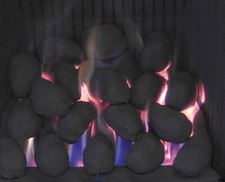 Gas Fire Coals Replacement Living Flame Ceramic Cast Standard Large Random Black