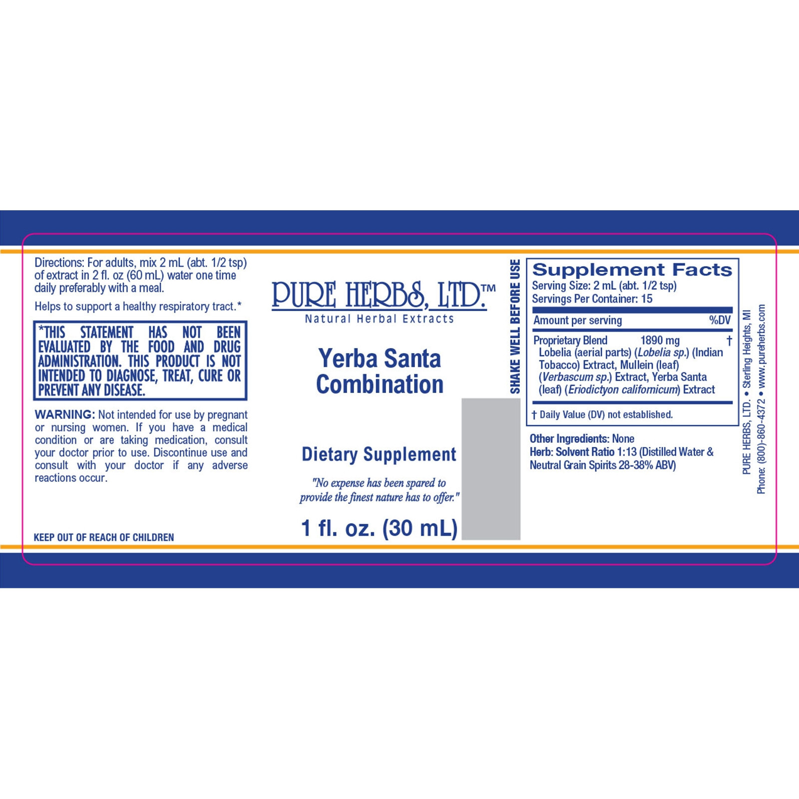 Pure Herbs: Yerba Santa Combination - 1 oz.