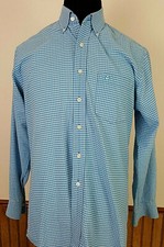 Michael Kors Men's Size M 15.5 Long Sleeve Button Down Blue White Plaid Shirt