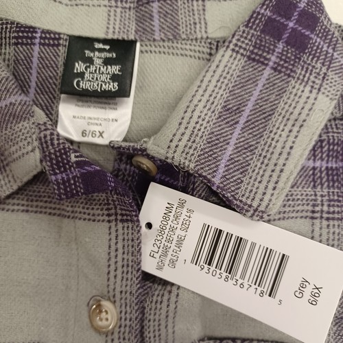 Disney Nightmare Before Christmas Jack Skellington Purple/Gray Flannel Top-6/6X - Picture 5 of 7