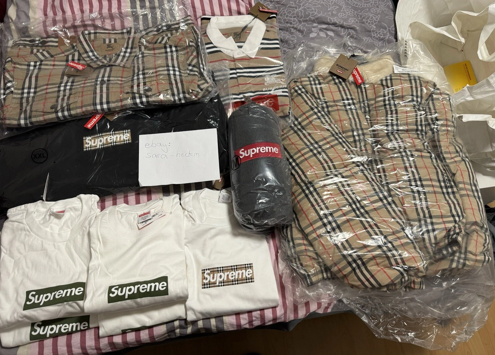 Felpa con cappuccio logo Supreme x Burberry Box nera nera taglia XXL