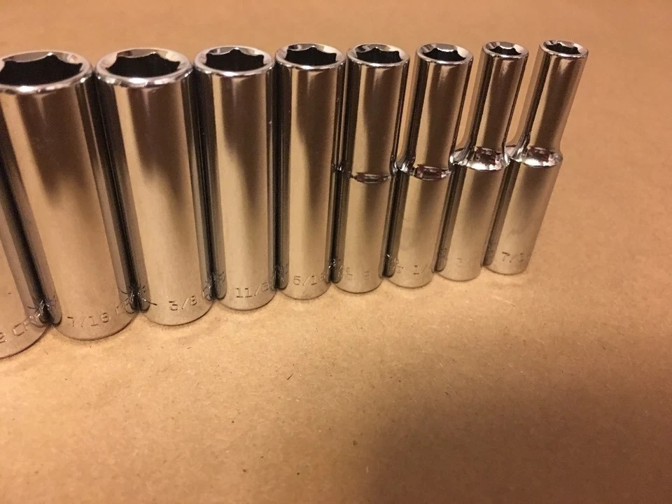 Craftsman 1/4" Drive 10 Piece 6 Pt Point SAE Deep Chrome Socket Set Standard STD - Image 4 of 4