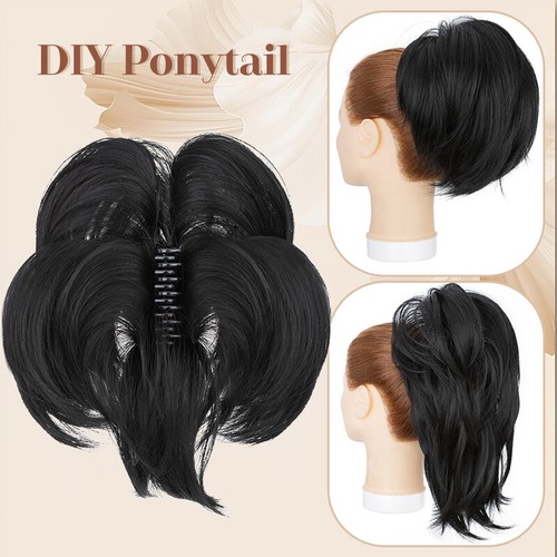 12" Short Claw Clip In Ponytail Layered Hair Extensions Bendable Natural Thick - Picture 27 of 41