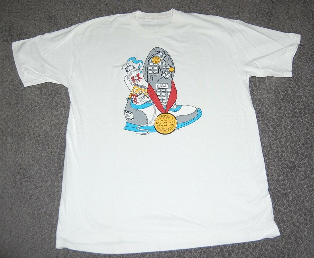 Los Angeles 1992 Marathon Nicole Miller White T Shirt Unisex sized