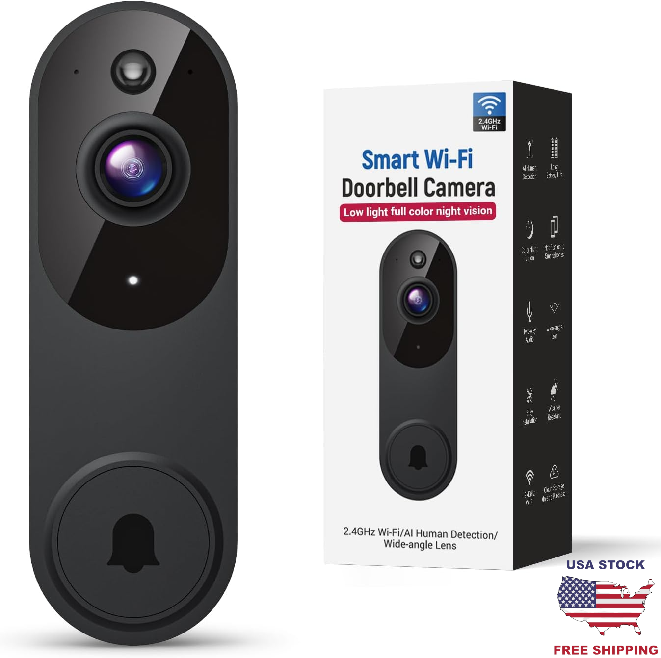 Video Doorbell HD Camera WI-FI Night Vision Motion Detection Wireless-image