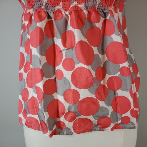 Boden Womans Size 4 Blouse 100% Silk V Neck Short Sleeve Fitted Geometric Orange - Picture 5 of 12