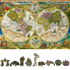 Wooden Jigsaw Puzzle for Adults by FoxSmartBox - 420 Pieces - World Map 1594