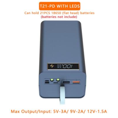 Abnehmbare 21 slots Batteriegehäuse LCD Display Power Bank Shell Ladegerät Box