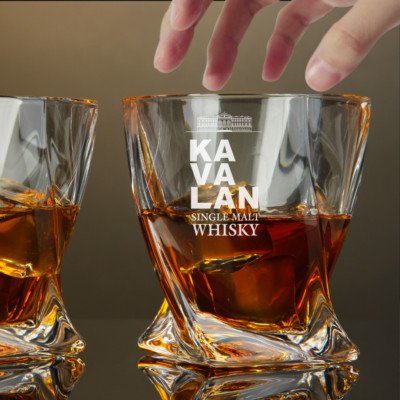Custom Engraved Kavalan Whiskey Glass   10 oz Twisted Rocks Glass