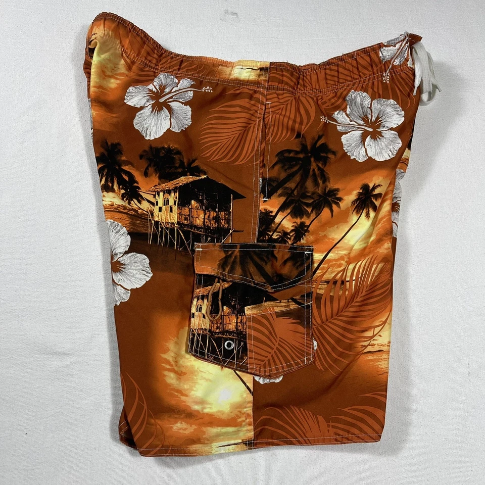 Мужские плавки NEWPORT BLUE Island Brand размер XL 42 дюйма оранжевый цветочный шнурок - Изображение 4 из 4