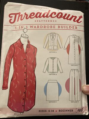 Threadcount Schnittmuster Shirt Kleid Hose Rock Jacke ungeschnitten 6 - 14 1607