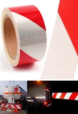 Reflexfolie Reflektorfolie Reflexband Selbstklebend Warntafel Rot Weiss 50Mx5CM