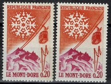 FRANCE YVERT 1306 " LE MONT DORE VARIETE TELEPHERIQUE ROUGE ORANGE " NEUF xx TTB