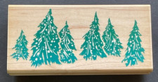 Evergreen Trees Plant Nature Winter Forest Scene Landscape Wood Rubber Stamp