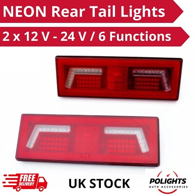 2x 12V-24V Diffusive rote LED NEON Bremslicht hinten Lampen 6 Funktionen LKW LKW LKW