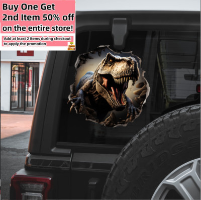 3D T-Rex Dinosaur Crack Decal Auto Car Truck Window Jurassic Park Vinyl Stickers