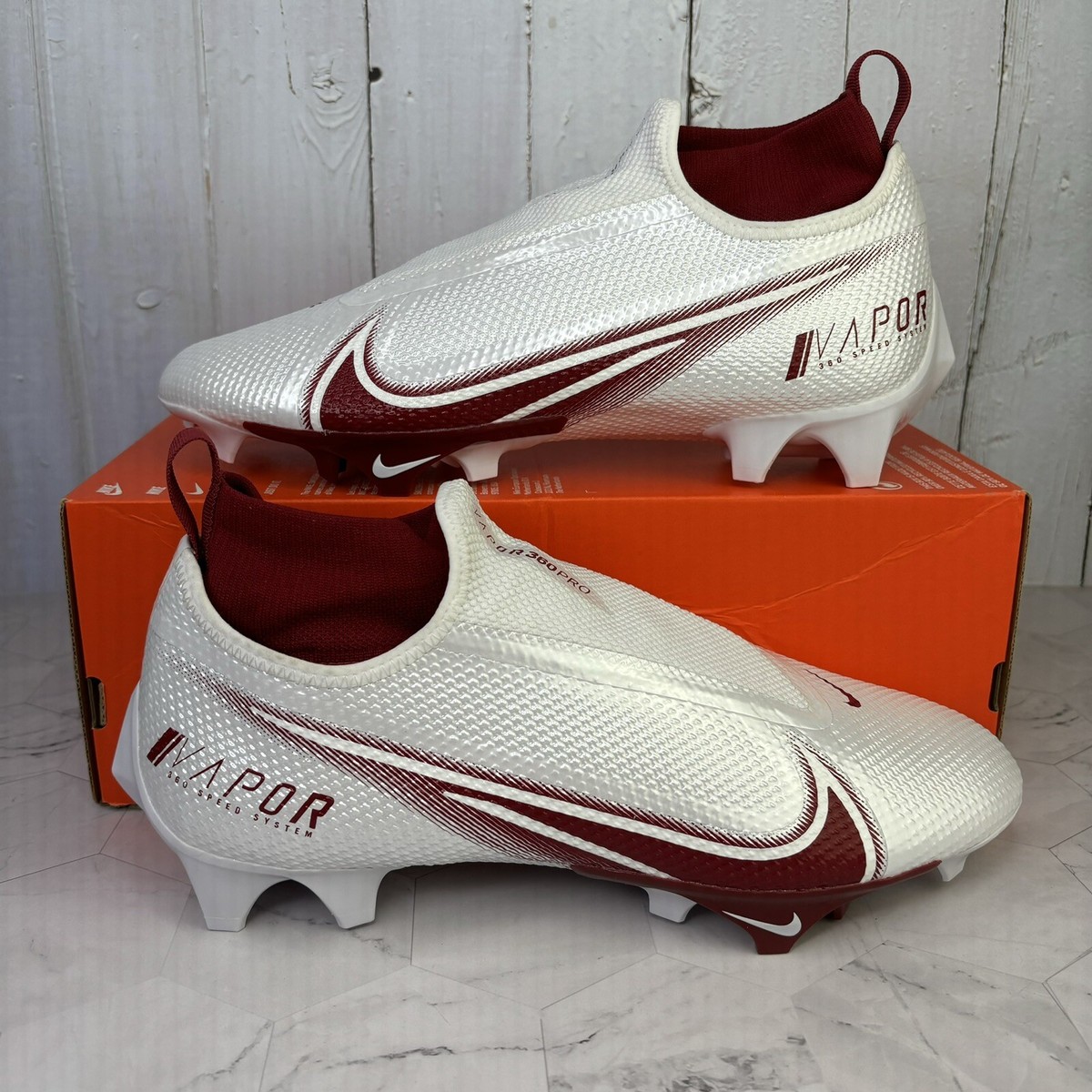 Nike Vapor Edge Pro 360 Football Cleats White Red Mens Size 