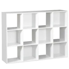 12-Cube Storage Organizer Bookcase Display Cabinet Bookshelf Home Office White