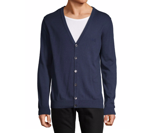 V-neck Cardigan Sweater Navy 