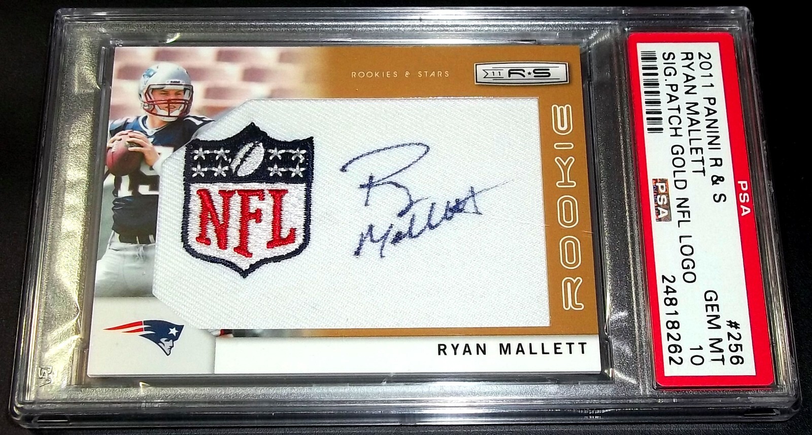 Ryan Mallett Panini Rookies & Stars #256 Signed Patch Gold NFL Logo