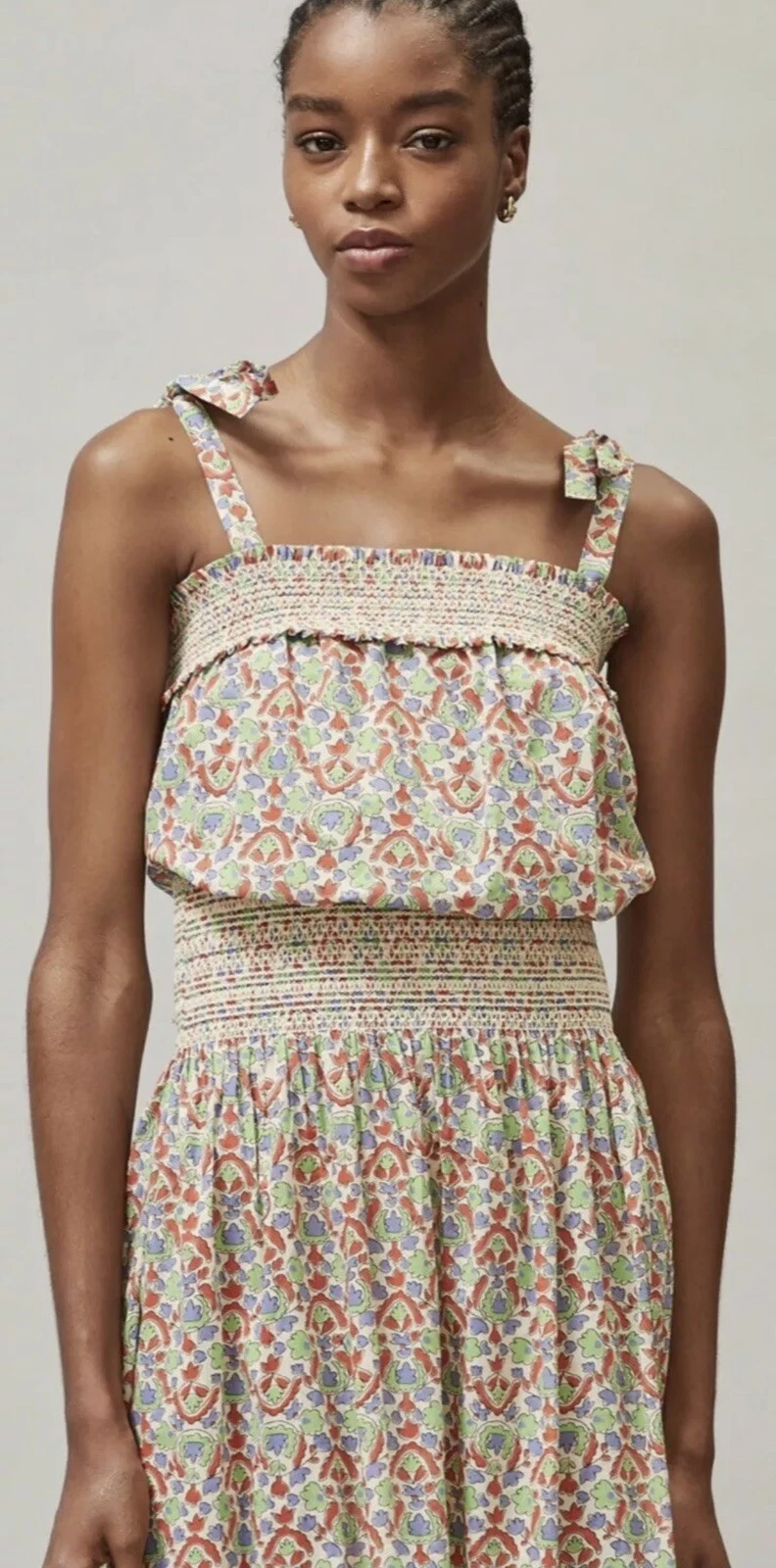 Abito prendisole nuovo con etichette autentico TORY BURCH LEGACY PAISLEY SMOCKED TAGLIA Medium $450