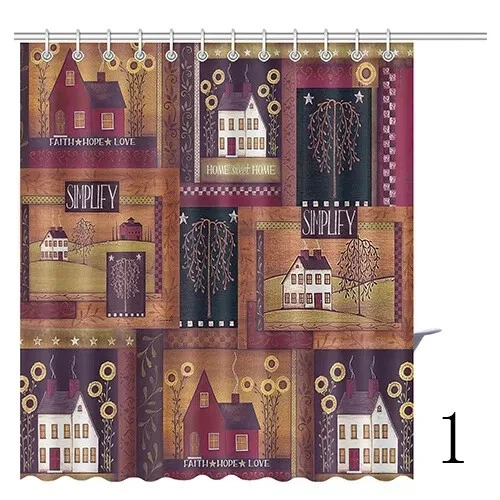 Simplify Primitive Country Home Fabric Bathroom Shower Curtain New - Image 2 of 4