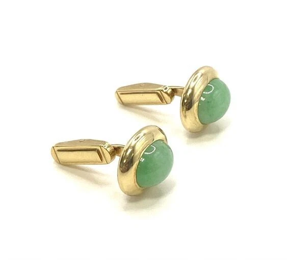 Gemelos de plata de ley 925 de jade verde natural corte ovalado de 10x8 para hombre Foto 2 de 4