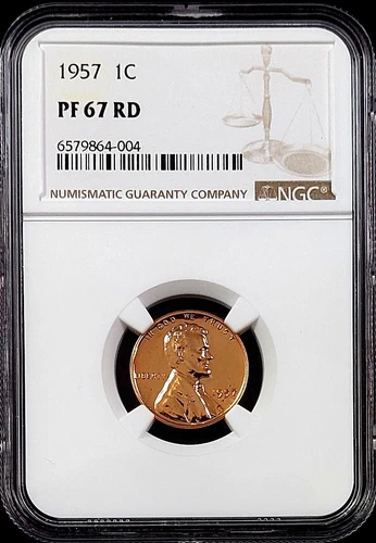 1957 Proof Lincoln Cent certified PF 67 RD by NGC!  sku 64004