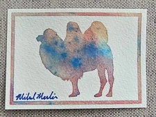 CAMEL Original ACEO Watercolor Painting Animal Abstract BACTRIAN MONGOLIAN CUTE