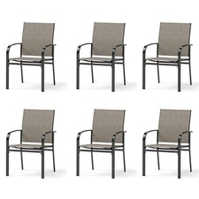 Patio Dining Chairs Set of 6 Outdoor High Back Metal Armchairs for Yard Garden