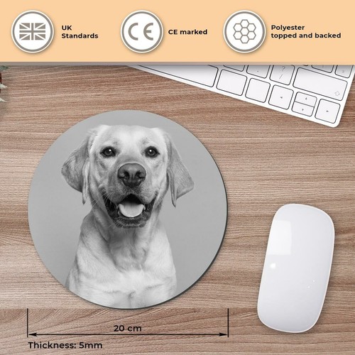 Round Mouse Mat (bw) - Blonde Labrador Retriever Dog #42586 - Afbeelding 2 van 8