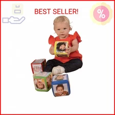 Constructive Playthings Customizable Stacking Block Toys with Clear Pockets for 